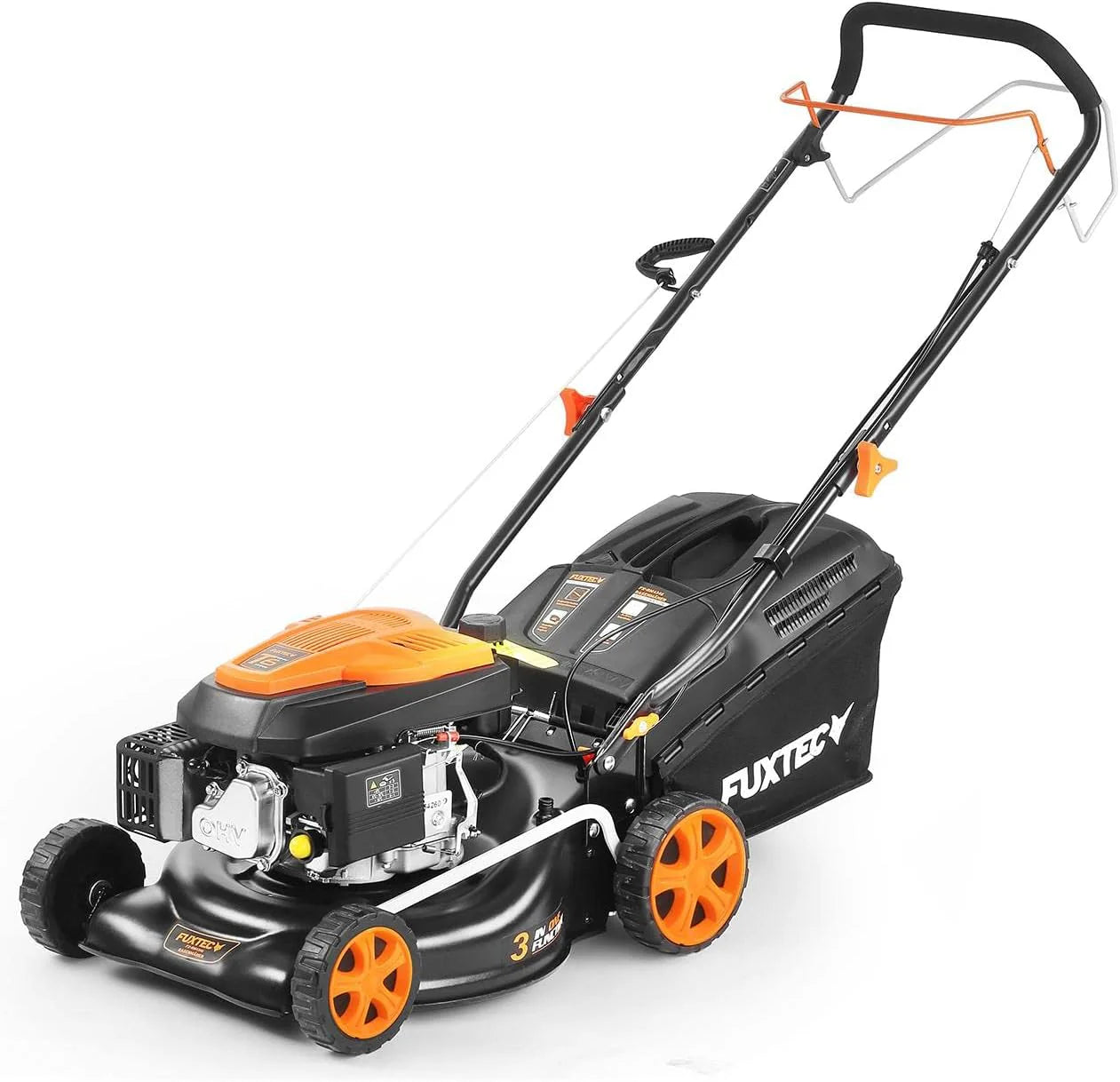 Cortacésped de Gasolina FUXTEC FX-RM4646ECO 46cm de Anchura de Corte - Potente Motor de Gasolina de 146cc Easy Clean 3en1 2,6KW Mulching recogedor de Hierba 50L