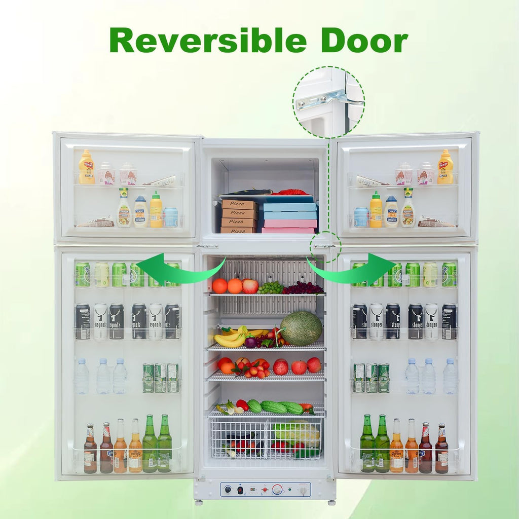 SMETA Nevera Gas con Congelador, 265L (203L+62L), 220V, Refrigerador Congelador Combinado, Refrigerador Camping Gas para Autocaravana, Garaje, Caravana, Home, Blanco