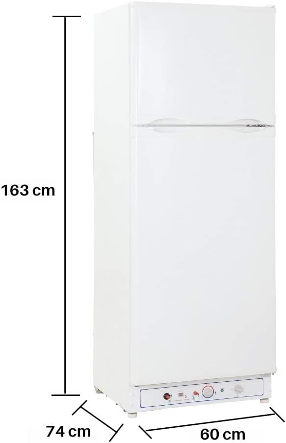 SMETA Nevera Gas con Congelador, 265L (203L+62L), 220V, Refrigerador Congelador Combinado, Refrigerador Camping Gas para Autocaravana, Garaje, Caravana, Home, Blanco