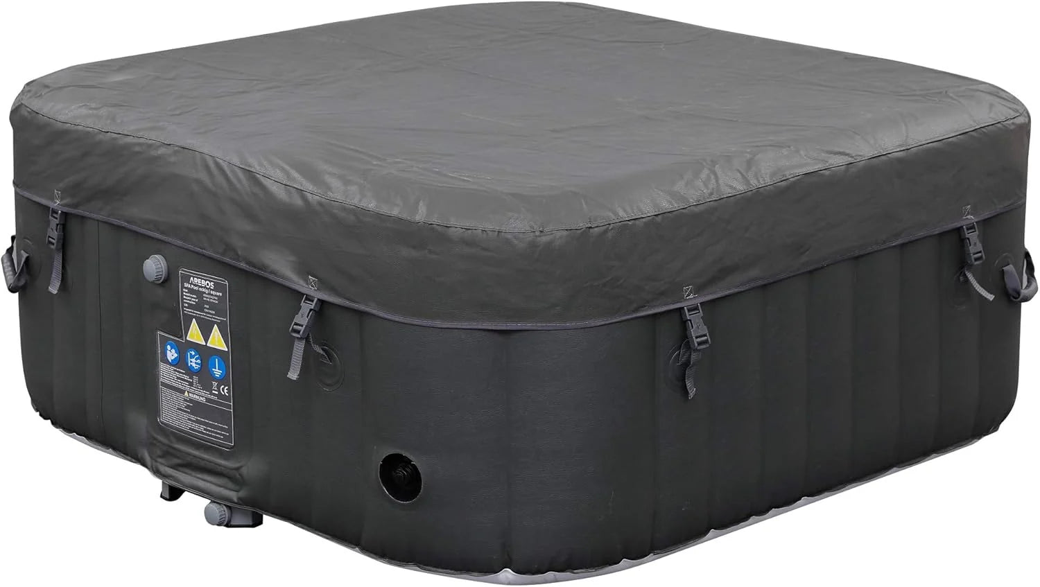 Arebos SPA Hinchable Piscina de hidromasaje | Hinchable | Cuadrada | para Interior y Exterior | 154x154cm | 4 Personas | 130 chorros de Masaje | 600 L