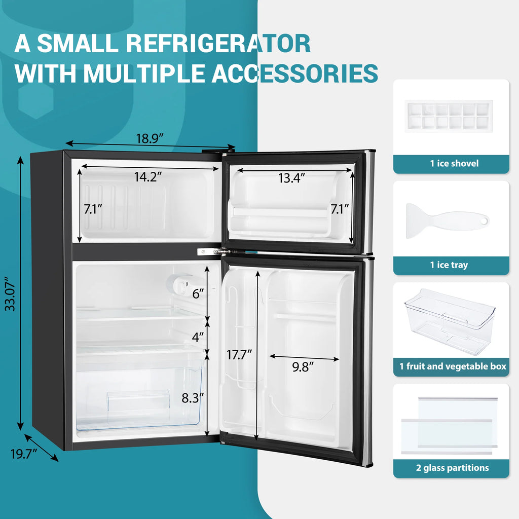 2026 Mini refrigerador EUHOMY de 3,2 pies cúbicos – Empotrable o independiente