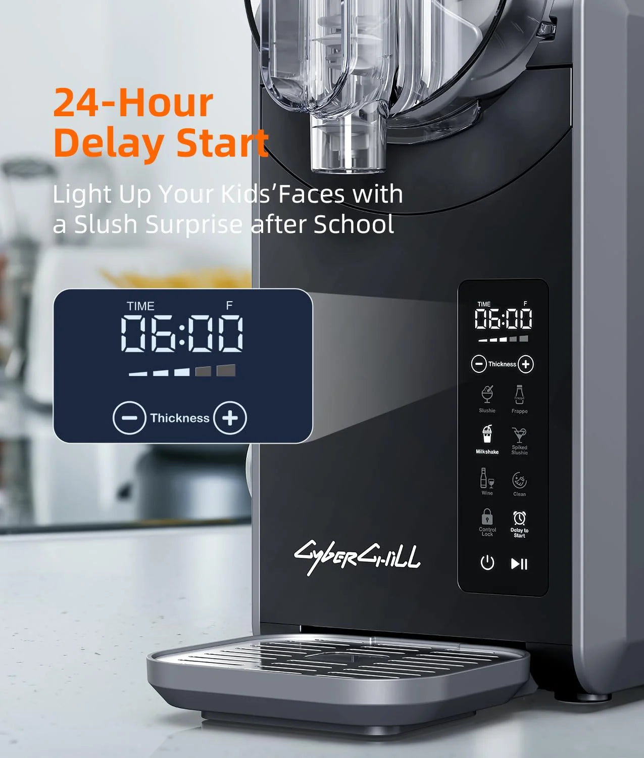 2025 Máquina de granizados con inicio diferido de 24 horas y mantenimiento en frío, capacidad de 68 oz, función autonetificante, máquina de bebidas heladas con 5 programas preconfigurados, margaritas congeladas, batidos y más