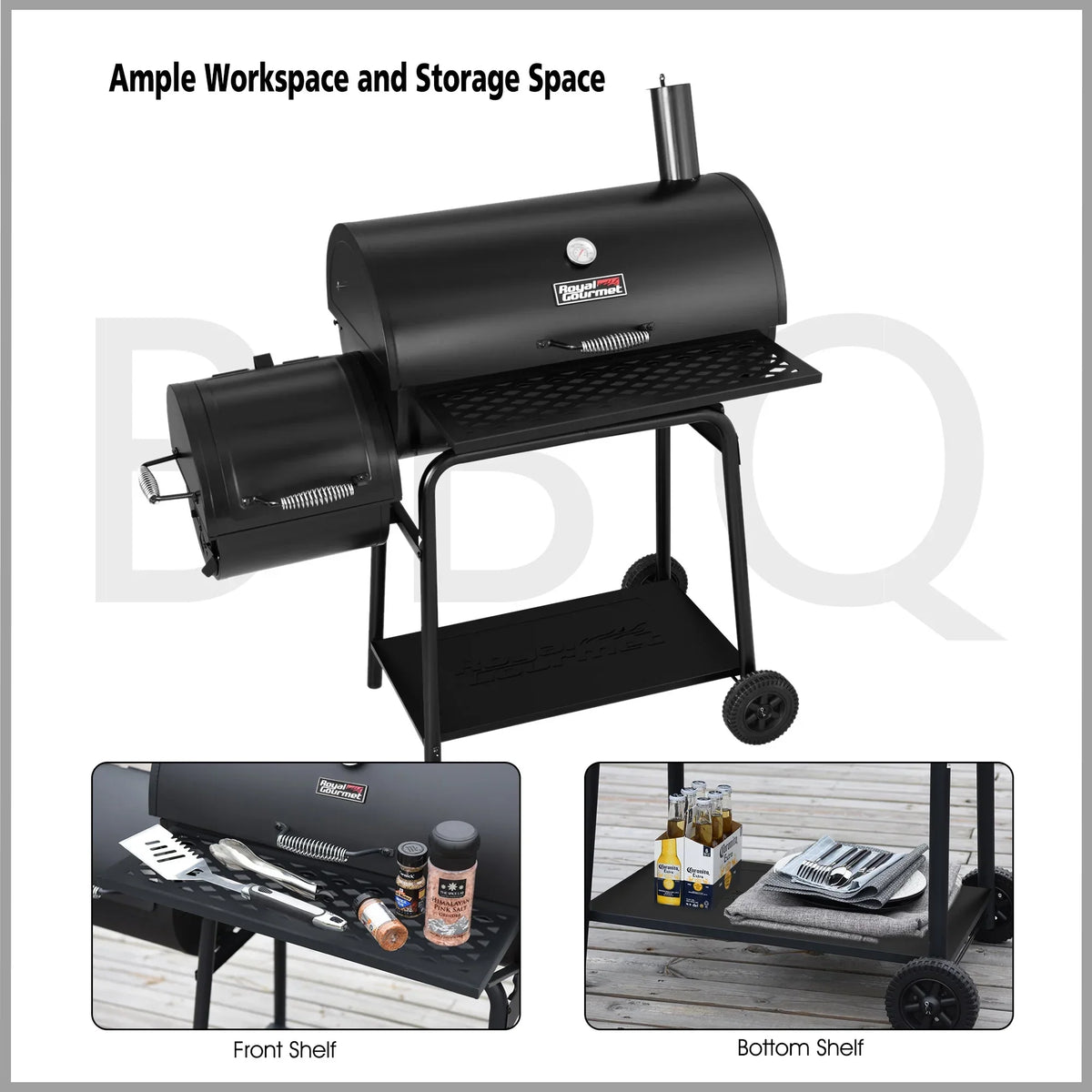 2026 Barbacoa de carbón Royal Gourmet CC1830F 30" con ahumador lateral