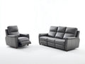 Sofa-Set Relaxfunktion Kunstleder 210x95x102 cm - grau - modernes Design für Wohnzimmer