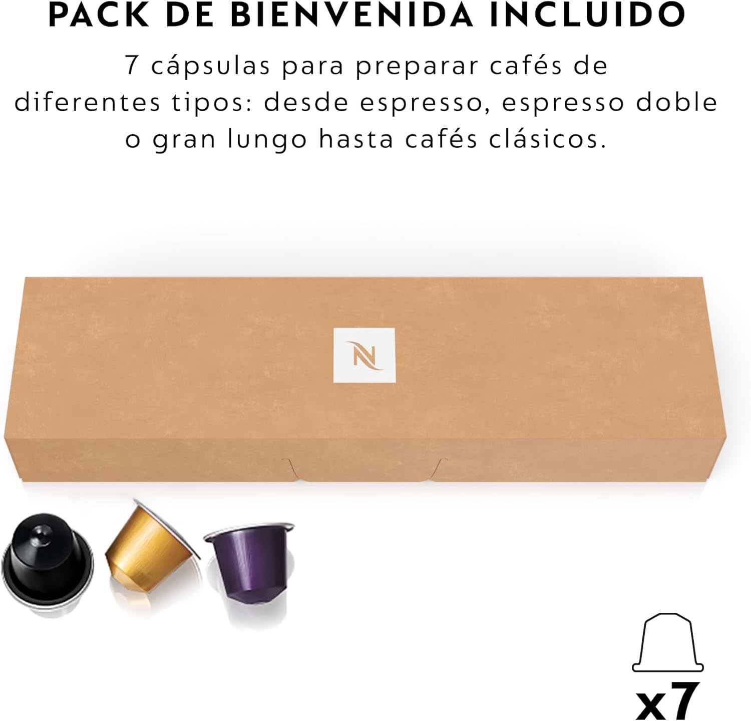 Nespresso Krups Essenza Mini XN1101 - Cafetera monodosis de cápsulas Nespresso, compacta, 19 bares, apagado automático, color blanco (Pack Cápsulas bienvenida incluido)
