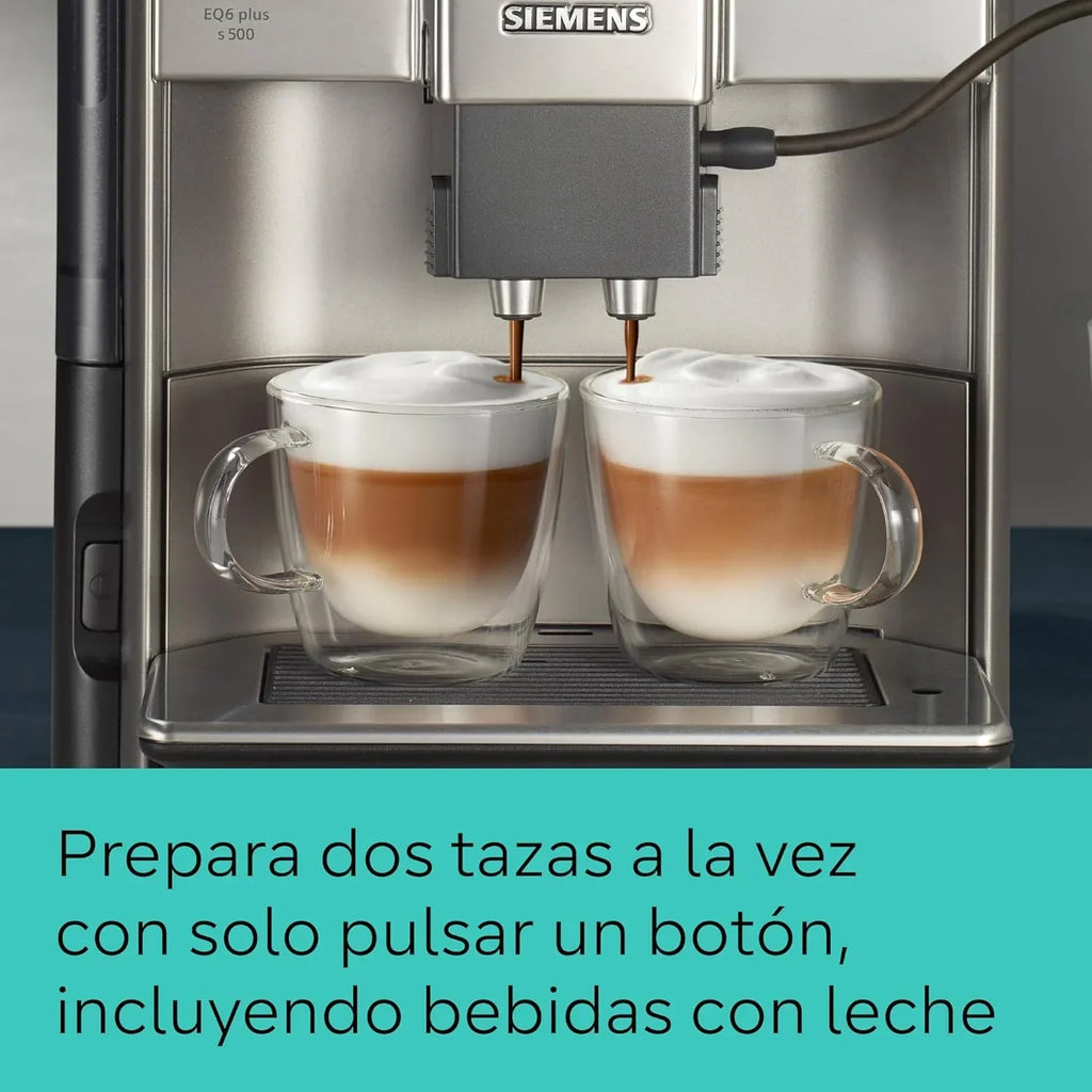 Siemens - Superautomatic coffee maker, EQ6 plus s500, aromaDouble Shot, autoMilk Clean, ceramDrive, Display CoffeeSelect, Black/Inox, TE655203RW