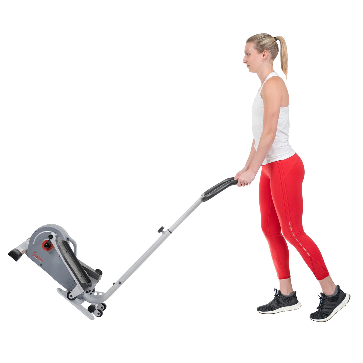Sunny Health & Fitness Elíptica magnética compacta con manillar – stepper portátil para entrenamiento en casa, modelo SF-E3988.
