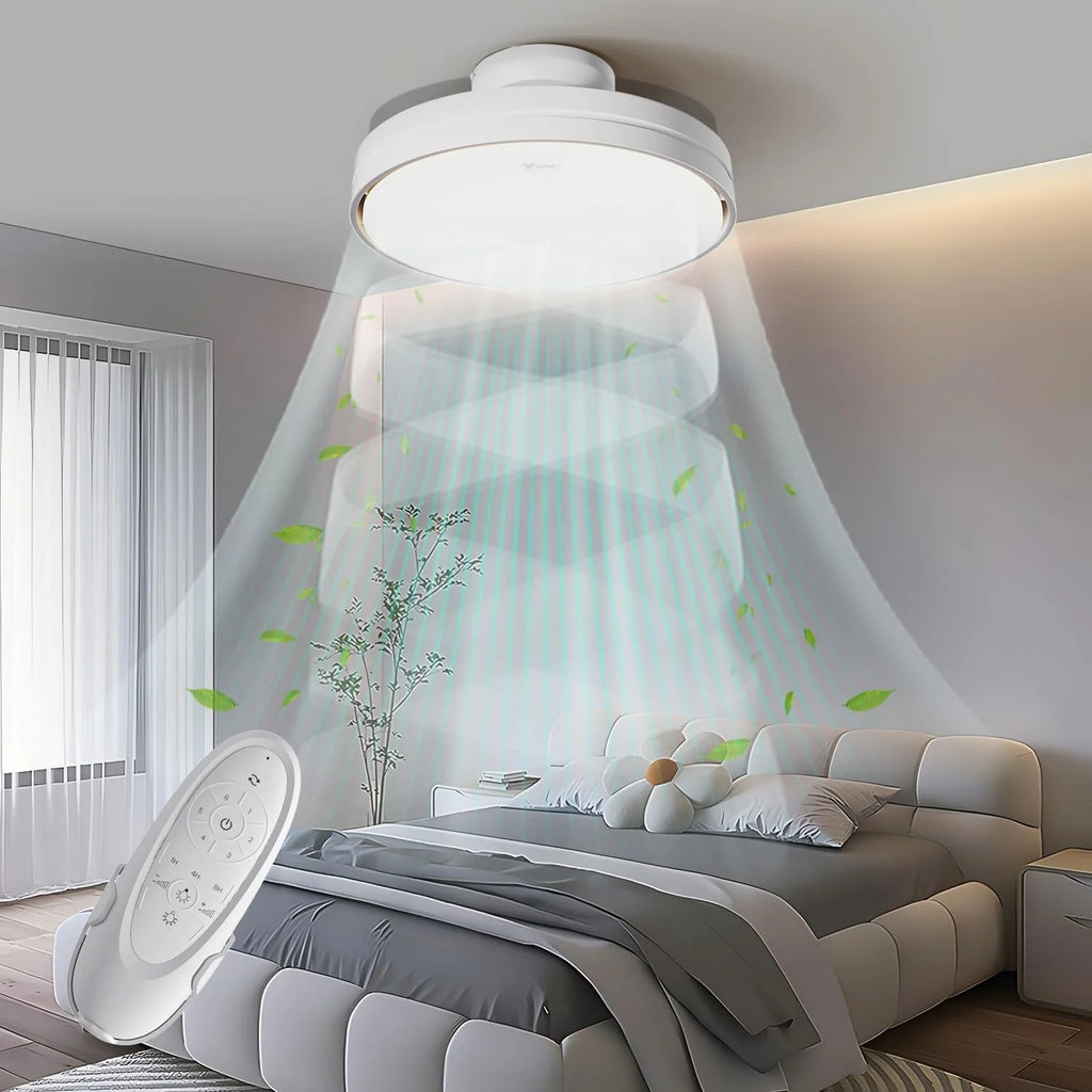 Stiller, flügelloser Deckenventilator mit dimmbarem Licht 60W 30W DC-Motor 30W CCT-Licht 3000-5700K LED-Deckenventilatorlampe und Fernbedienung 6 Geschwindigkeiten Timer Speicher Geeignet für Wohnzimmer Schlafzimmer