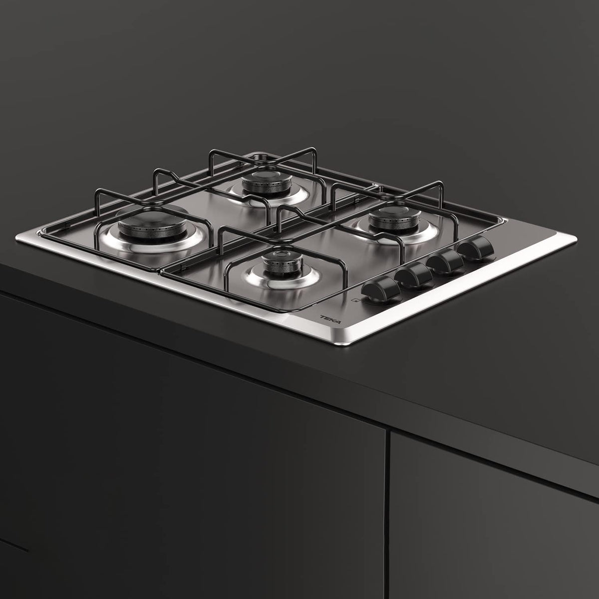 TEKA Placa de Gas Butano, 60 cm, 4 Fuegos, Mandos Ergonómicos, Seguridad Termopar, Parrillas Esmaltadas, HLX 640 KL