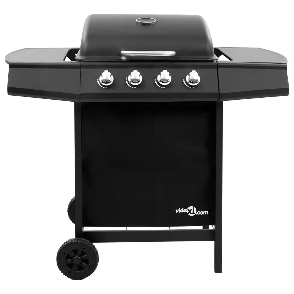 Barbacoa De Gas Con 4 Fogones Negra Vidaxl