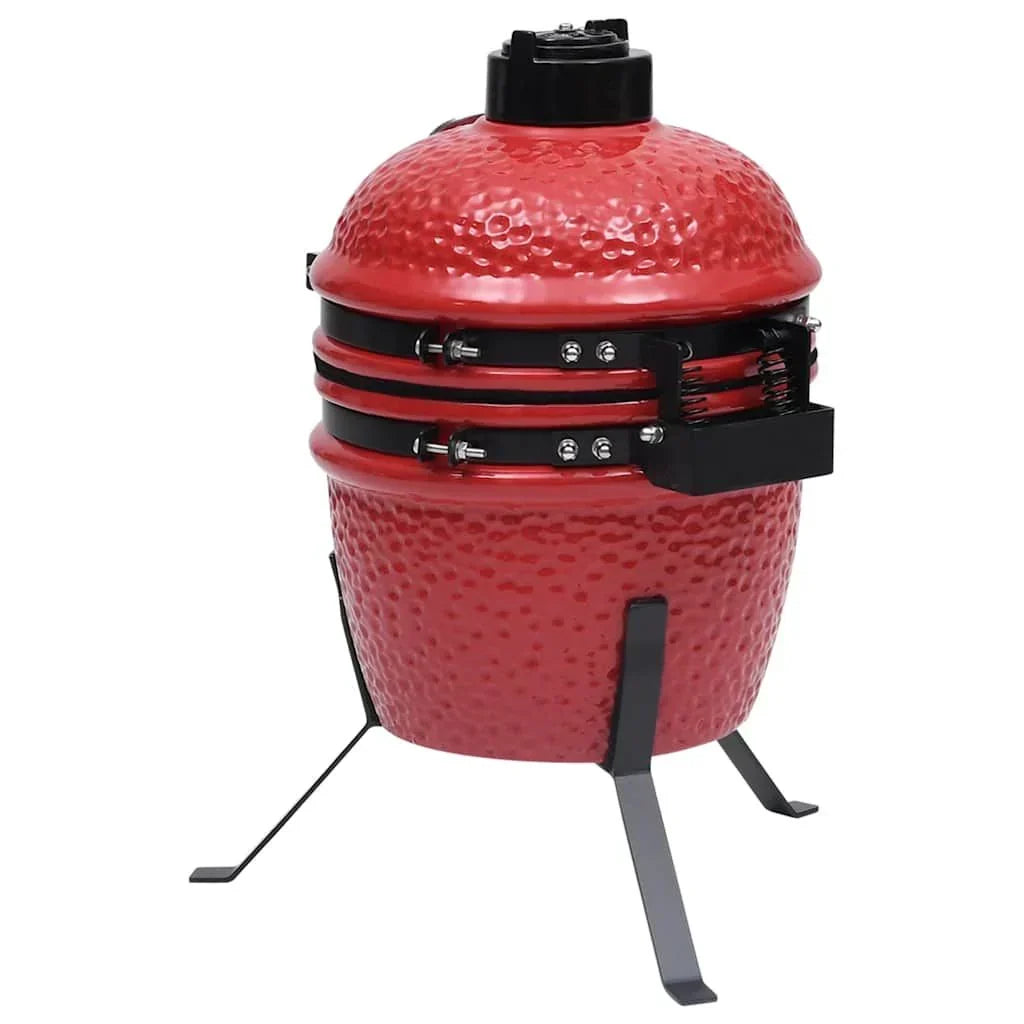 2-in-1 Kamado-Keramikgrill-Räucherofen Rot 56 cm Vidaxl