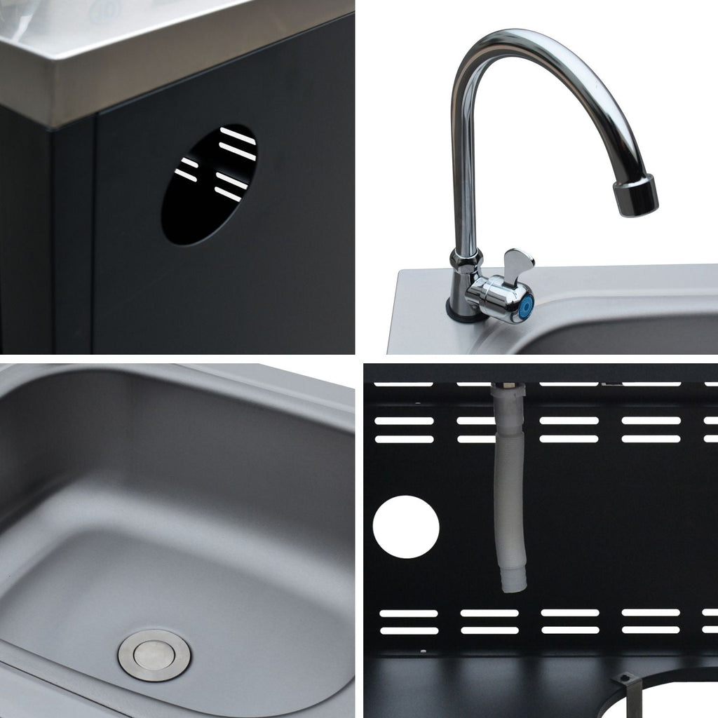 Cocina Exterior De Acero Con Fregadero De 80cm, Negro