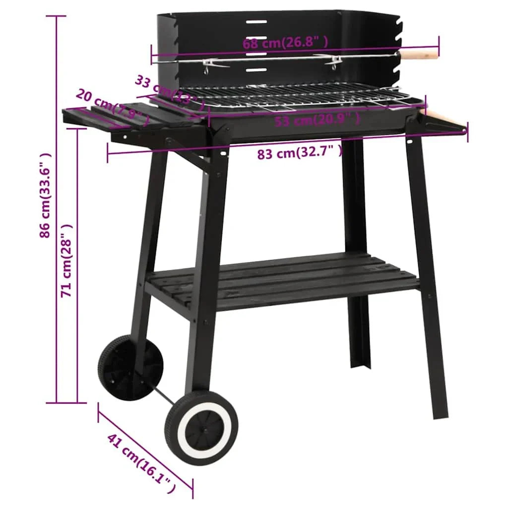 Vidaxl Holzkohlegrill Mit Rädern Stahl Schwarz
