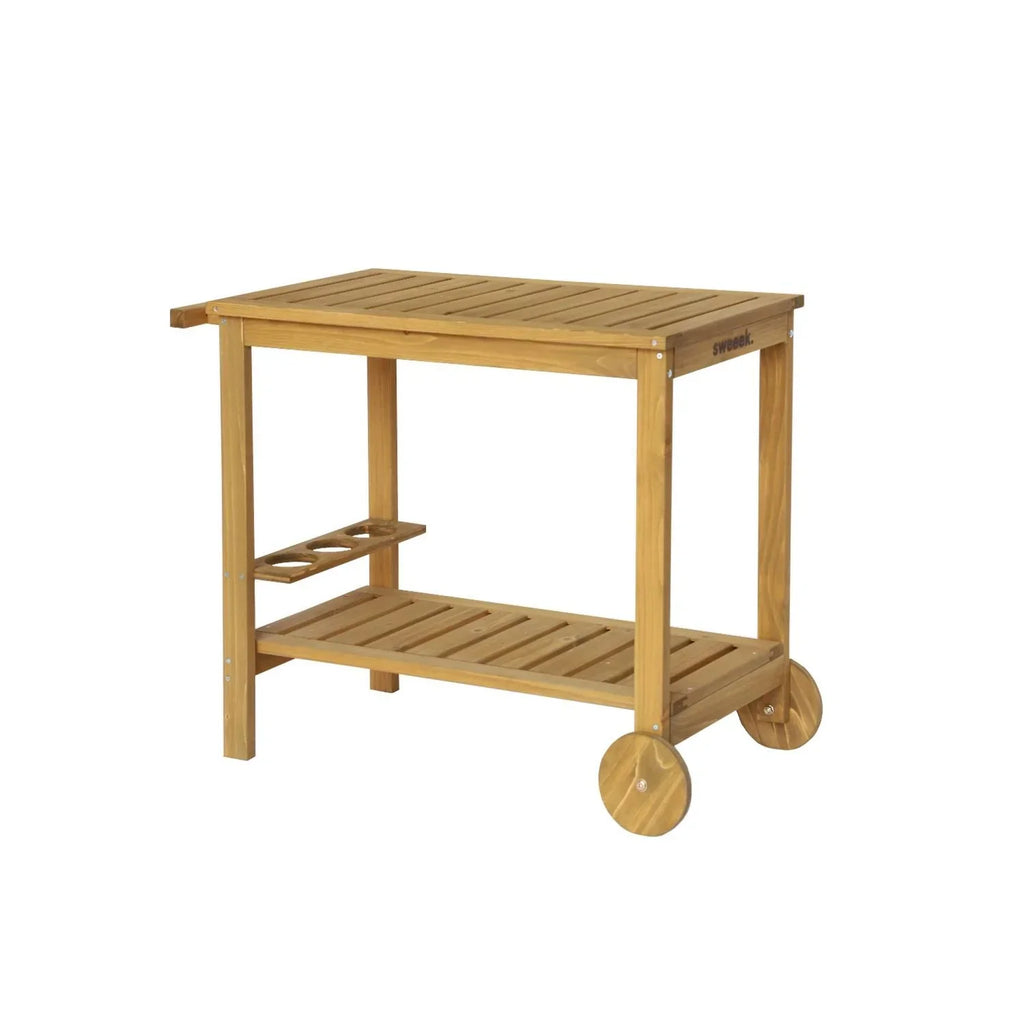 Aparador De Barbacoa De Madera Con Ruedas, Madera