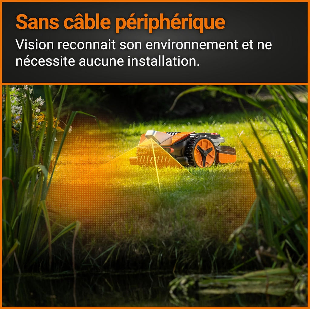 WORX Landroid Vision S250 WR202E Robot cortacésped para Jardines de hasta 250 m² – Robot cortacésped Inteligente sin Cable de limitación – WiFi y Bluetooth – prevención Activa de obstáculos con