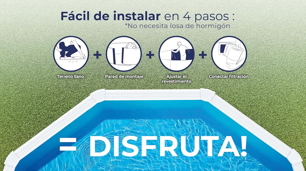 Piscina de Acero Elevada,Redonda con Aspecto Acero Blanco. Piscinas Desmontables para Jardín 350 x 120 cm - Piscina Gre KIT350ECO Fidji.