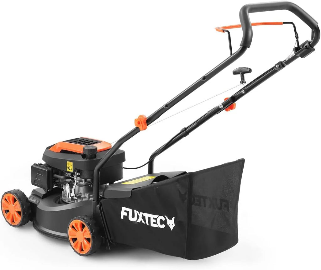 Cortacésped de Gasolina FUXTEC FX-RM4646ECO 46cm de Anchura de Corte - Potente Motor de Gasolina de 146cc Easy Clean 3en1 2,6KW Mulching recogedor de Hierba 50L