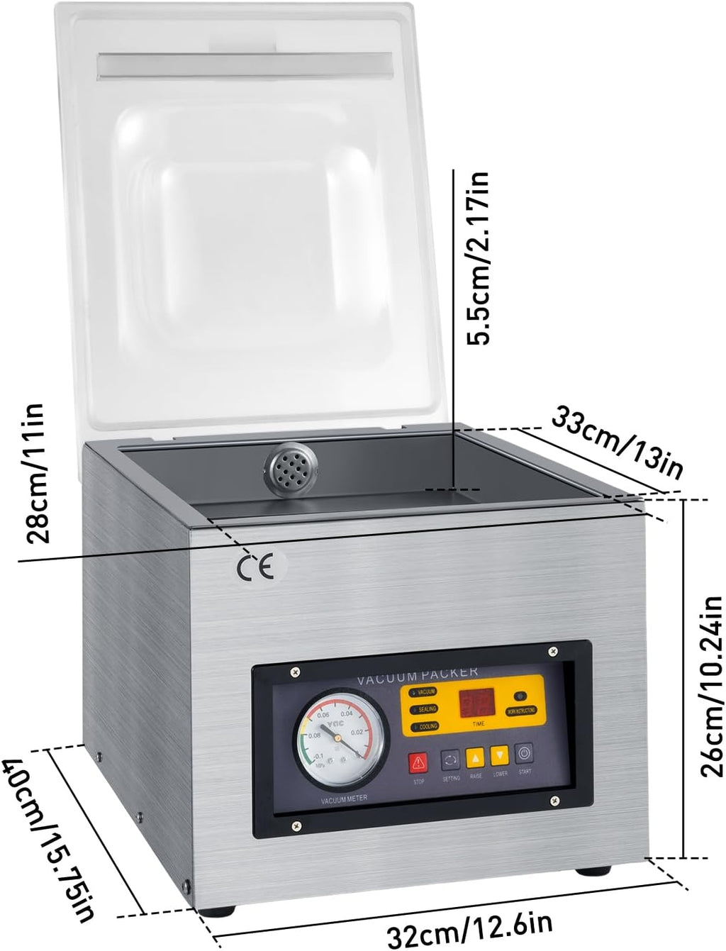 Professionelle Vakuumverpackungsmaschine DZ-260 - Industrielle Folienschweißmaschine 220V - Vakuumgerät aus Edelstahl