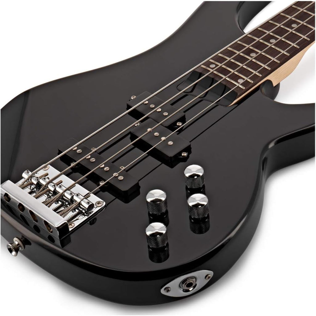 Gear4music Chicago E-Bass-Gitarre mit 15-W-Verstärker, 4 Saiten, schwarz