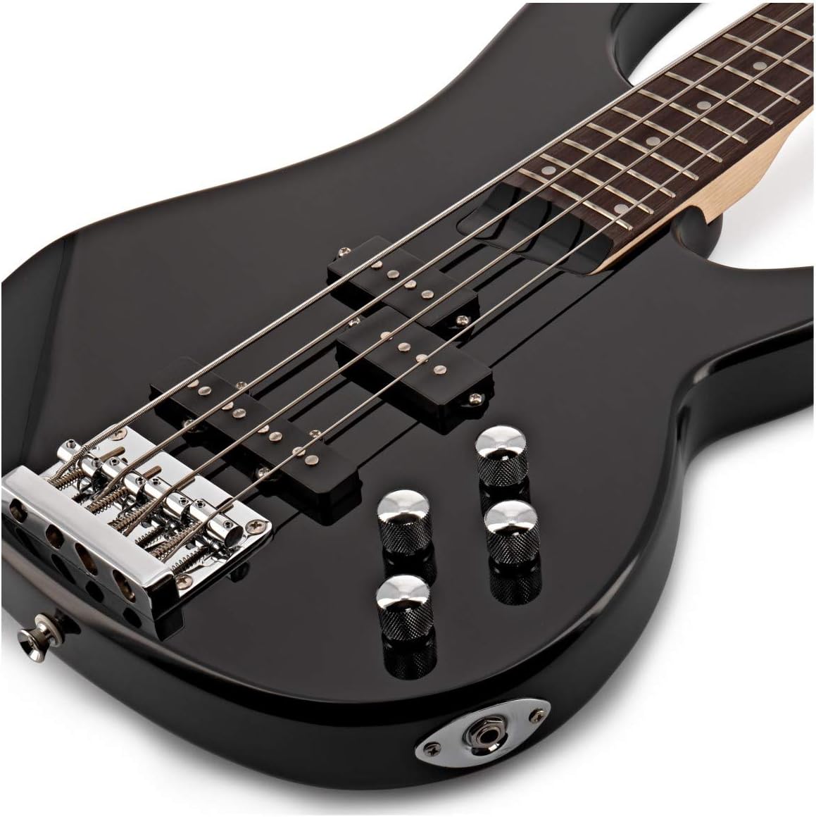 Gear4music Chicago E-Bass-Gitarre mit 15-W-Verstärker, 4 Saiten, schwarz