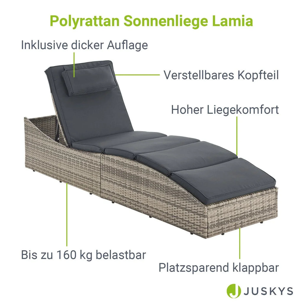 2025 Polyrattan Sonnenliege Klappbar Lamia