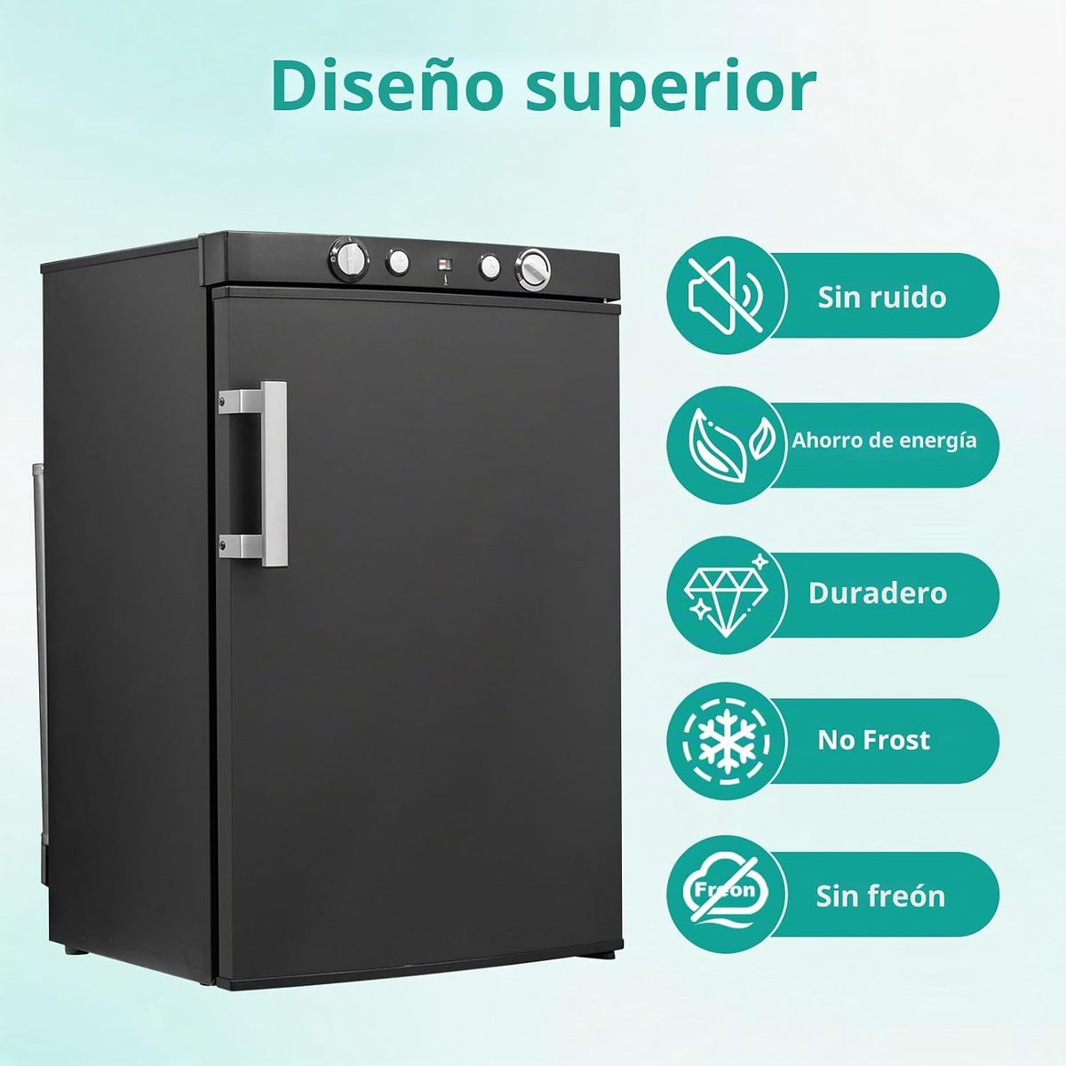 SMETA Nevera de Gas Butano, 100L con Congelador, Trivalente 12v 220v Gas, Frigorifico 12v, sin Ruido, Nevera para Furgoneta Camper Caravana Autocaravana Campo Dormitorio Oficina, Blanco
