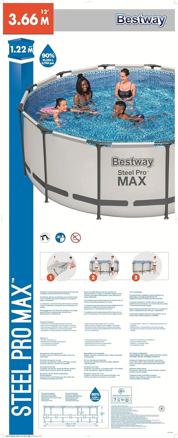 Bestway Steel Pro MAX 12' x 48"/3.66m x 1.22m Pool Set