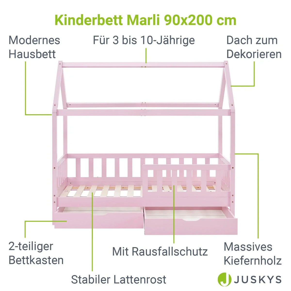 2026 Marli Kinderbett 90 x 200 cm mit Schubladen