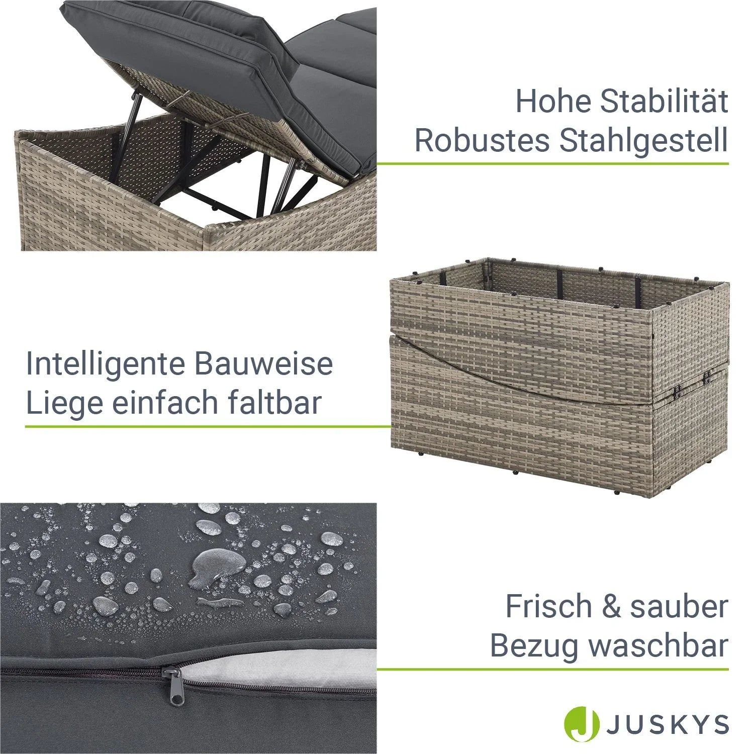 2025 Polyrattan Sonnenliege Klappbar Lamia