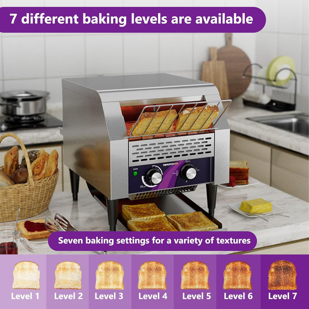 Kommerzieller Toaster, 150/300/450 Toastscheiben pro Stunde, mit Heizkettenförderung, robust, für kleine Theken