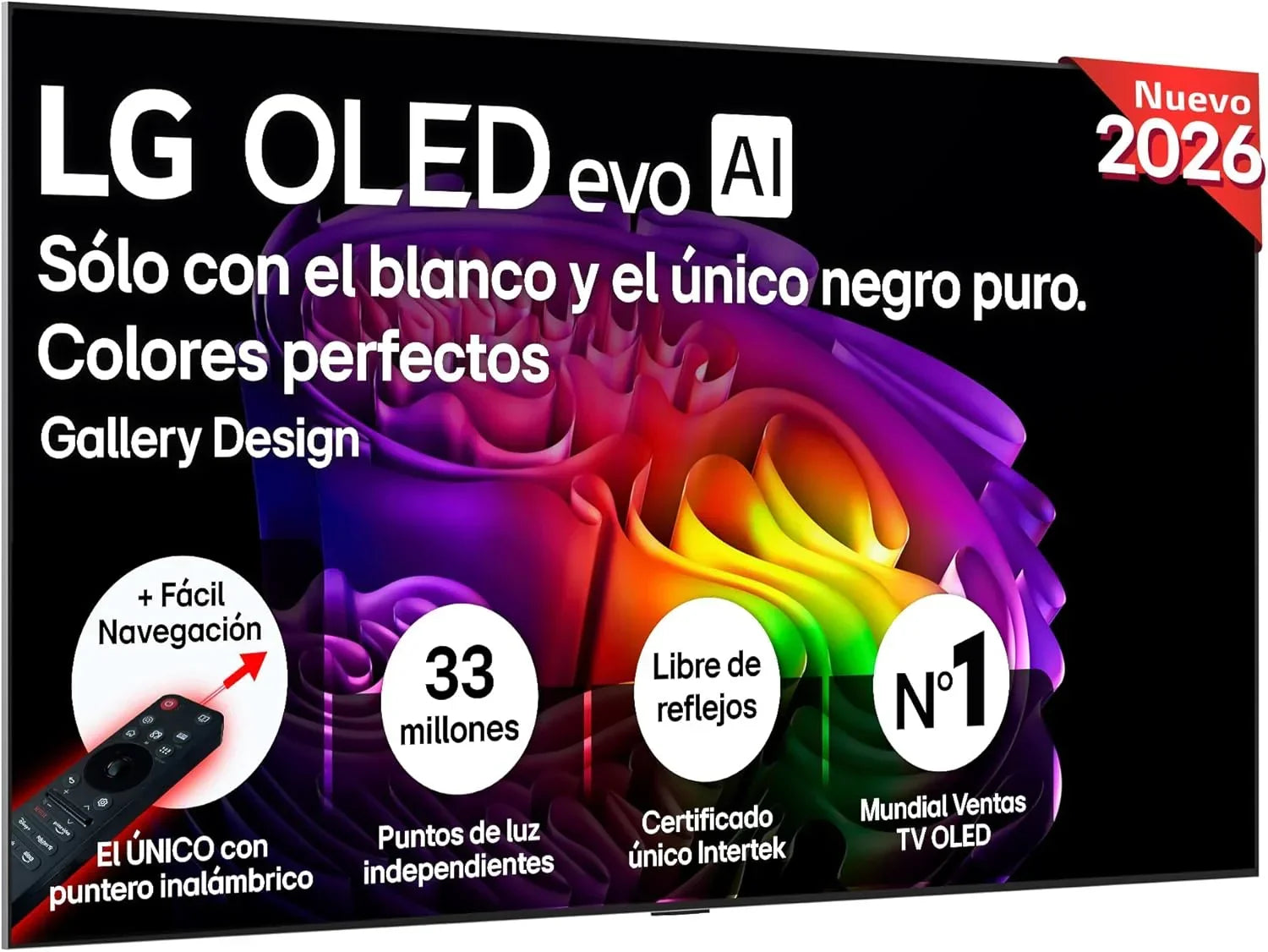 LG OLED65C54LA - TV 65", OLED EVO 4K, Smart TV AI C5, WebOS 25, Super Upscaling, Dolby Vision and Dolby Atmos, AMD FreeSync, Alexa/Google Assistant, Black