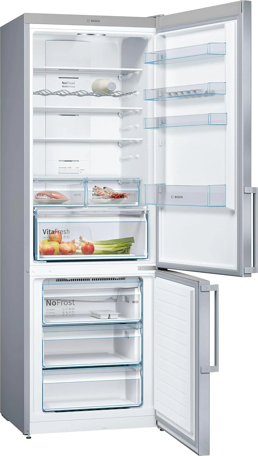 Bosch Serie 4 - Frigorífico combinado, NoFrost, alto 203 x ancho 70 cm, 438 L, Tecnología VitaFresh, Blanco - KGN49XIDQ