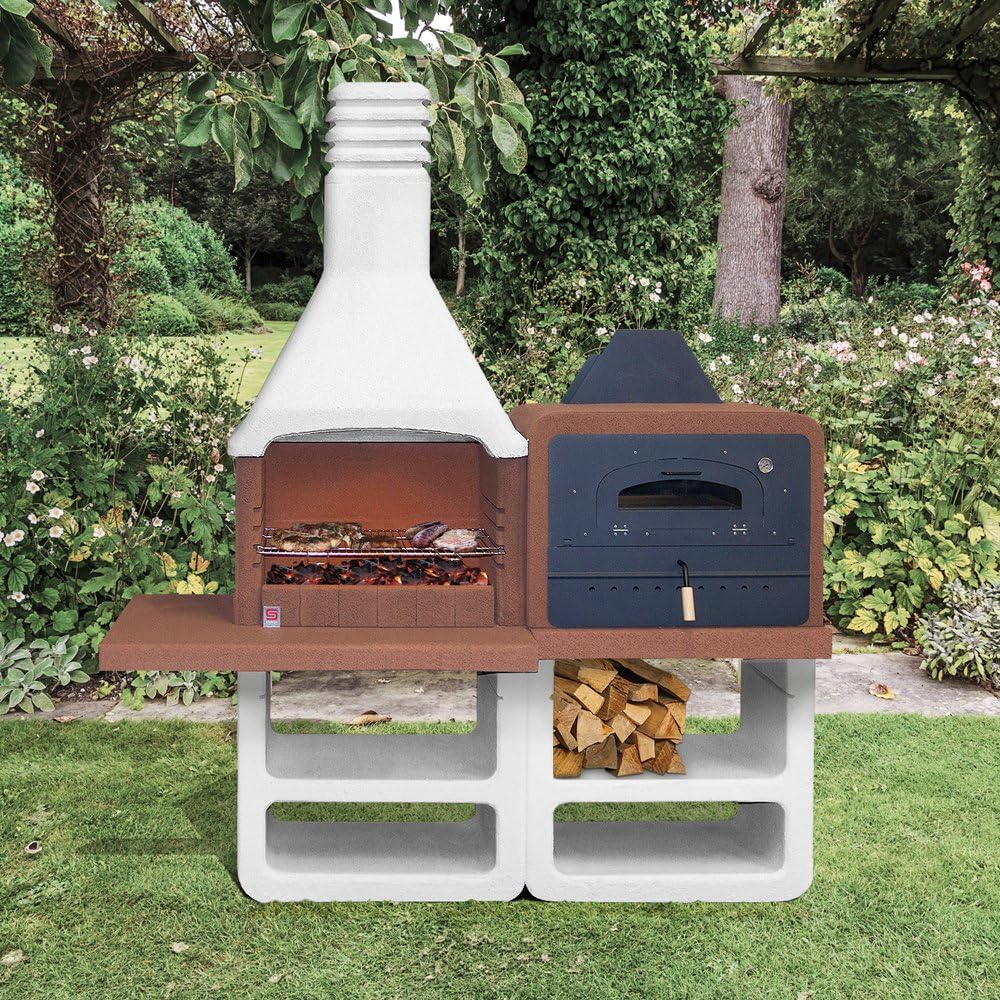 Sarom Portofino Gartengrill mit Schornstein und Ofen aus Edelstahl