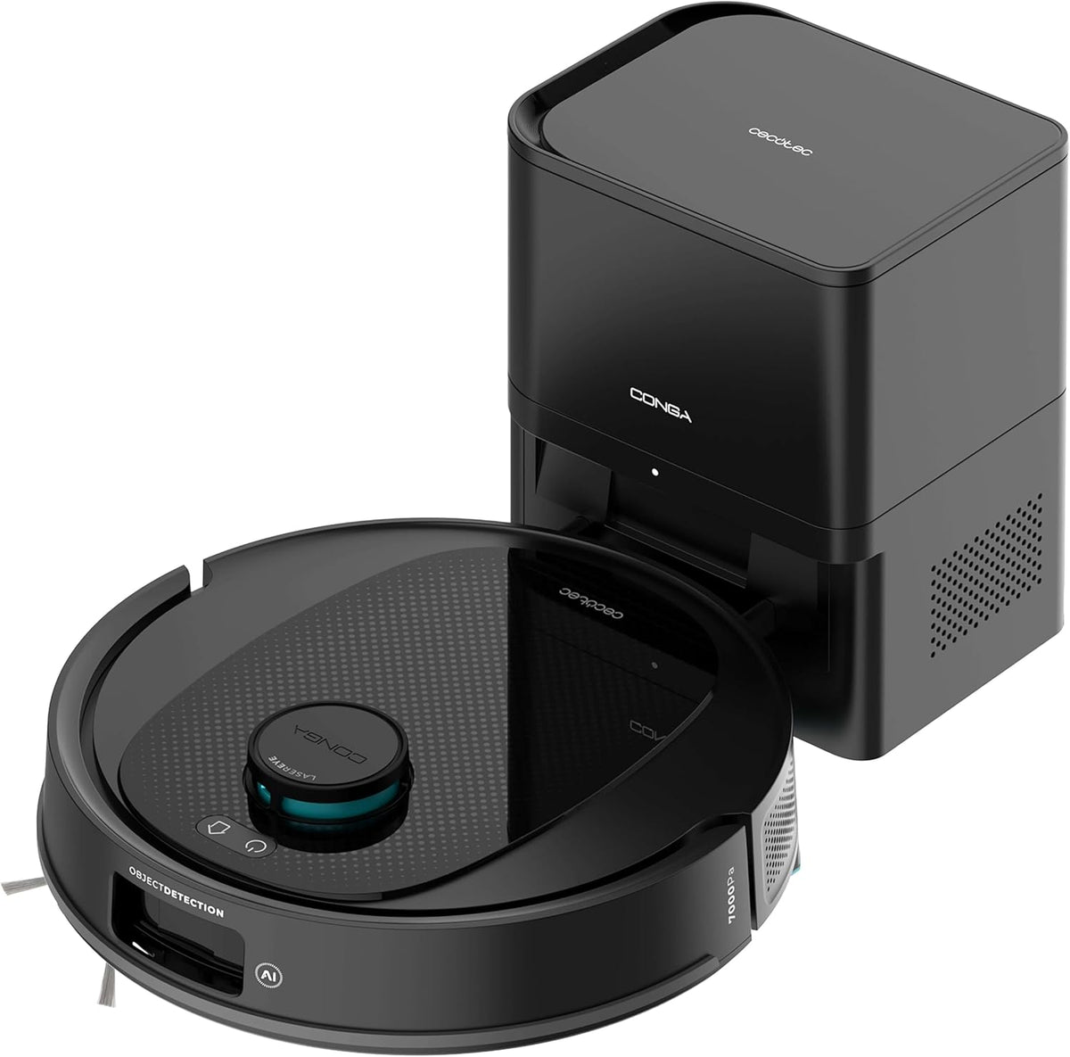 Cecotec Saugroboter und Wischroboter mit Selbstentleerungsstation und KI Conga Y80 X-Treme. Lasernavigation und Künstliche Intelligenz, 13000Pa, 2.5L Station, Autonomie bis zu 220m², App 3.0 Steuerung