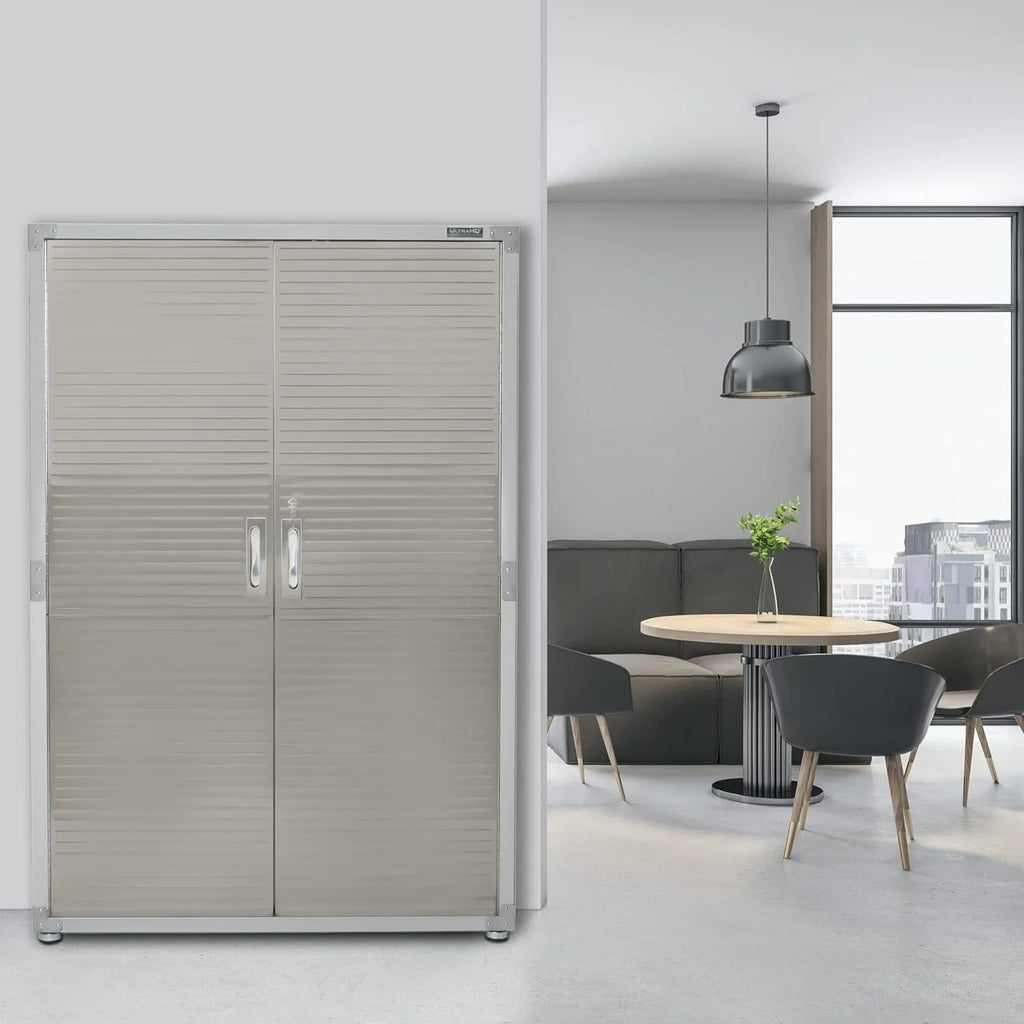 Seville Classics UHD16238 Mega armario , 121,9 x 60,9 x 182,9 cm, soporte de metal con revestimiento en polvo, gris