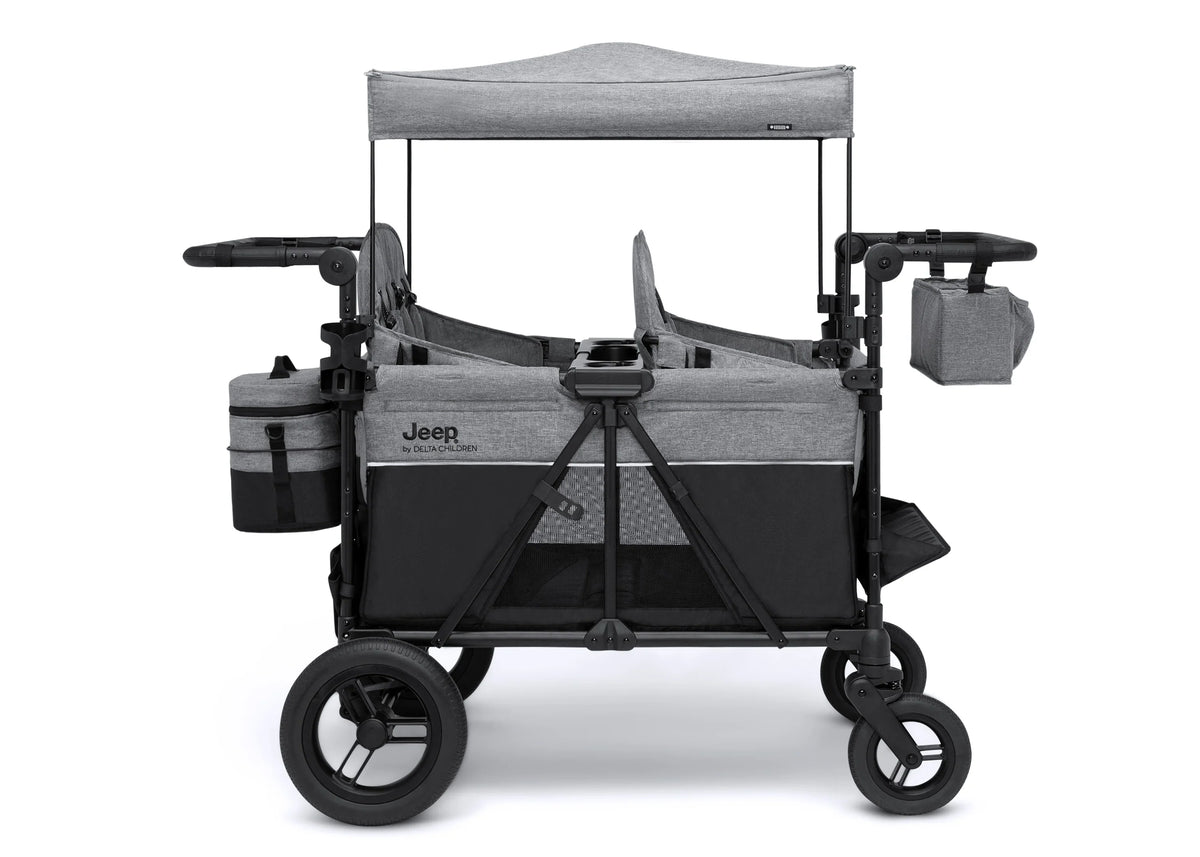 Carrito-Paseador Jeep Wrangler Deluxe para 4 Niños – Capota Desmontable, Bolsa Térmica, Asientos Modulares, Almacenamiento XXL, Ruedas Antipinchazos, Manillares Ajustables