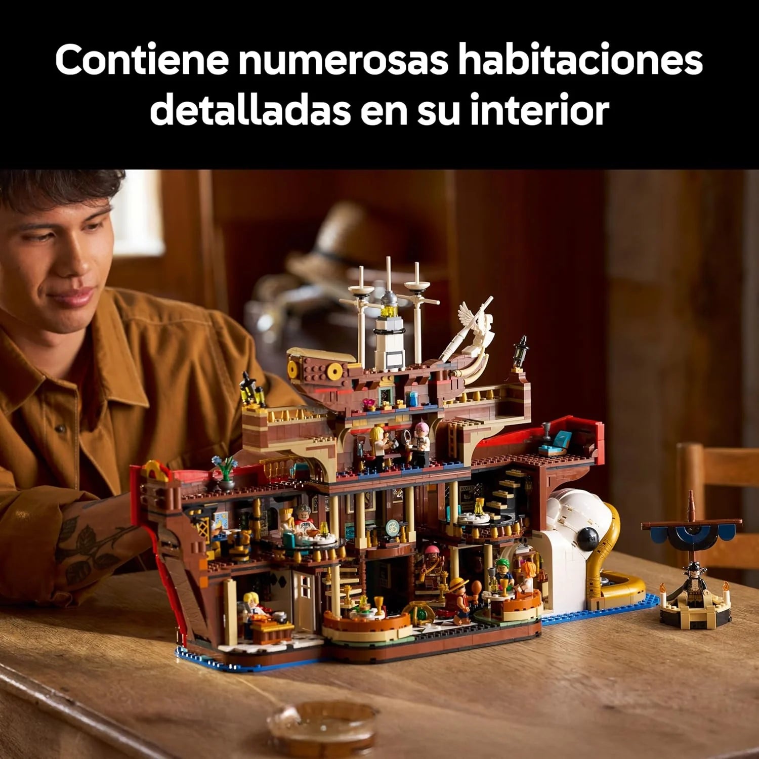One Piece Restaurante Flotante Baratie - Maqueta de Barco para Adultos - Decoración Anime con Interior Detallado y 10 Minifiguras Inc. Luffy, Nami y Sanji - Regalo para Fans 75640