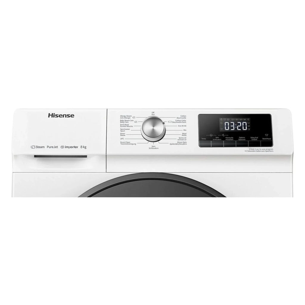 2025 Lavadora Hisense WFQA8014EVJM de carga frontal, 8 kg, 1400 rpm, color blanco
