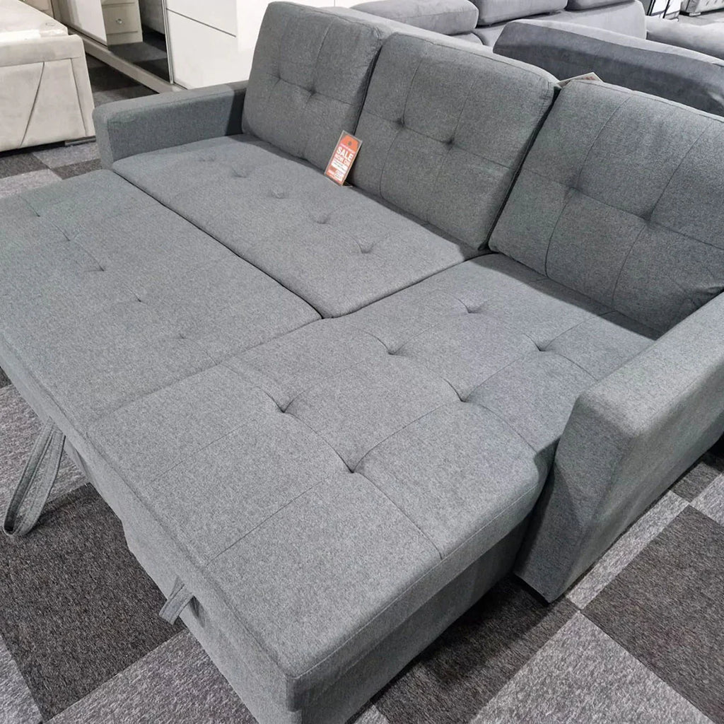 More4Homes NEWPORT FABRIC CORNER LARGE 3 SEATER SOFA BED WITH STORAGE LEFT OR RIGHT SIDE