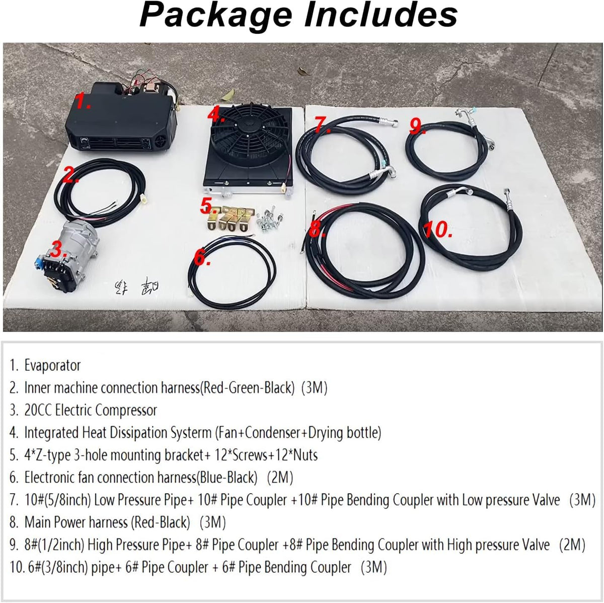 Kit de aire acondicionado eléctrico 12 V para debajo del salpicadero, sistema universal de CA 12V, apto para furgoneta, auto, RV, camión, autocaravana, barco, autobús