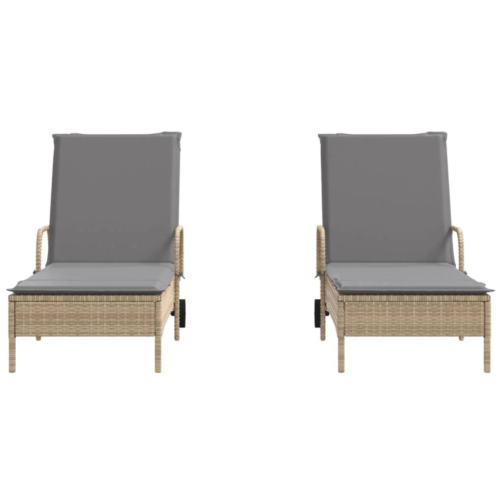 2x Sonnenliege | Stühle mit Kissen aus synthetischem Rattan Beige Cfw512621