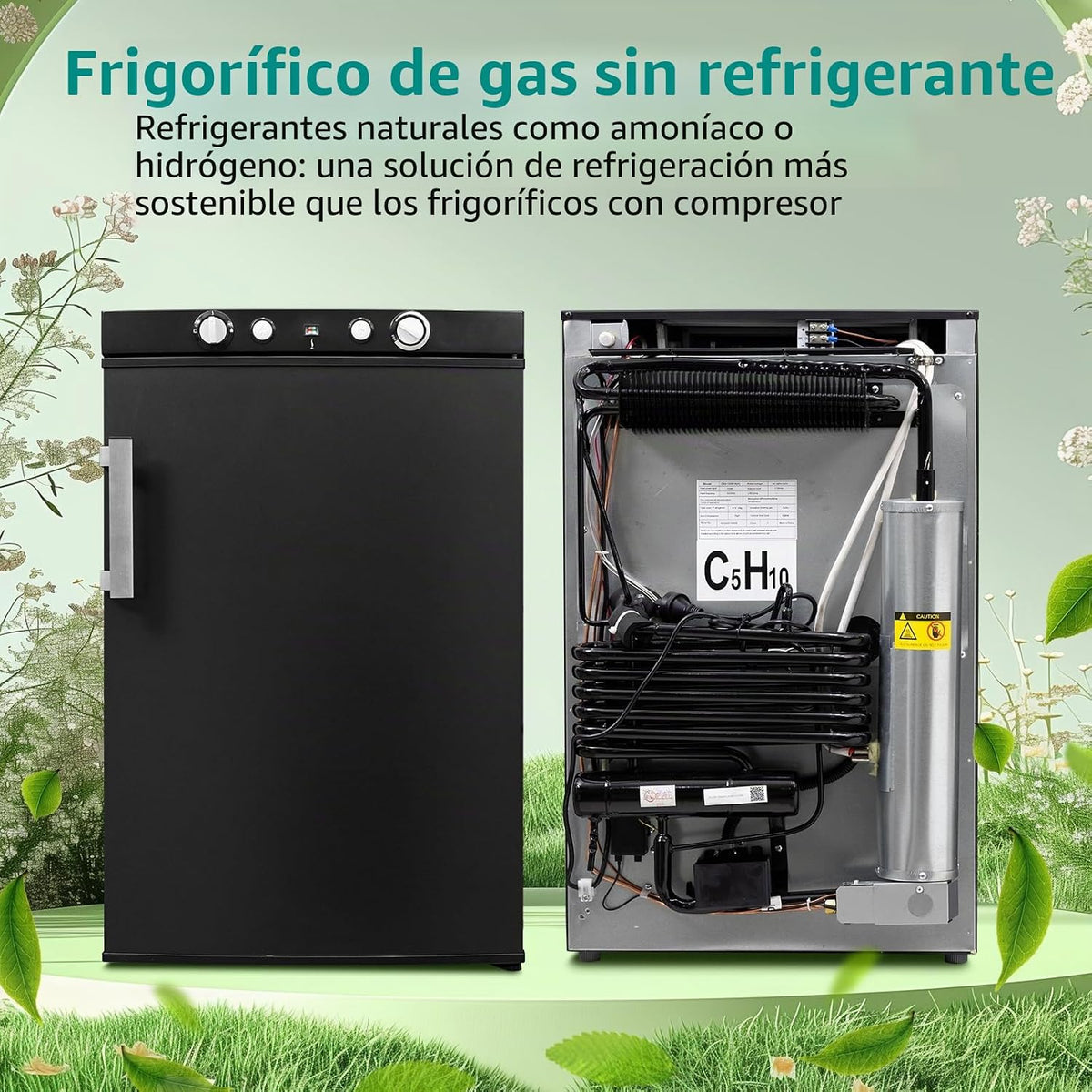 SMETA Nevera de Gas Butano, 100L con Congelador, Trivalente 12v 220v Gas, Frigorifico 12v, sin Ruido, Nevera para Furgoneta Camper Caravana Autocaravana Campo Dormitorio Oficina, Blanco