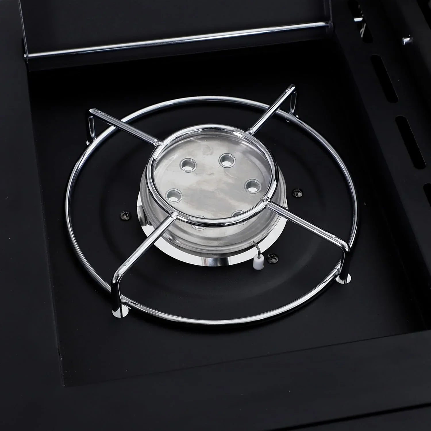 Outsunny Gas Barbecue with 4+1 Burners 14.4 KW Side Tables Storage Cabinet Thermometer and 2 Wheels Stainless Steel BBQ 125 x 51 x 100 cm Black