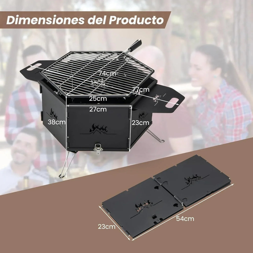 Costway Holzkohlegrill Klappbar Grillwagen Mit Ablagen Und Rollen 77 X 74 X 38 Cm
