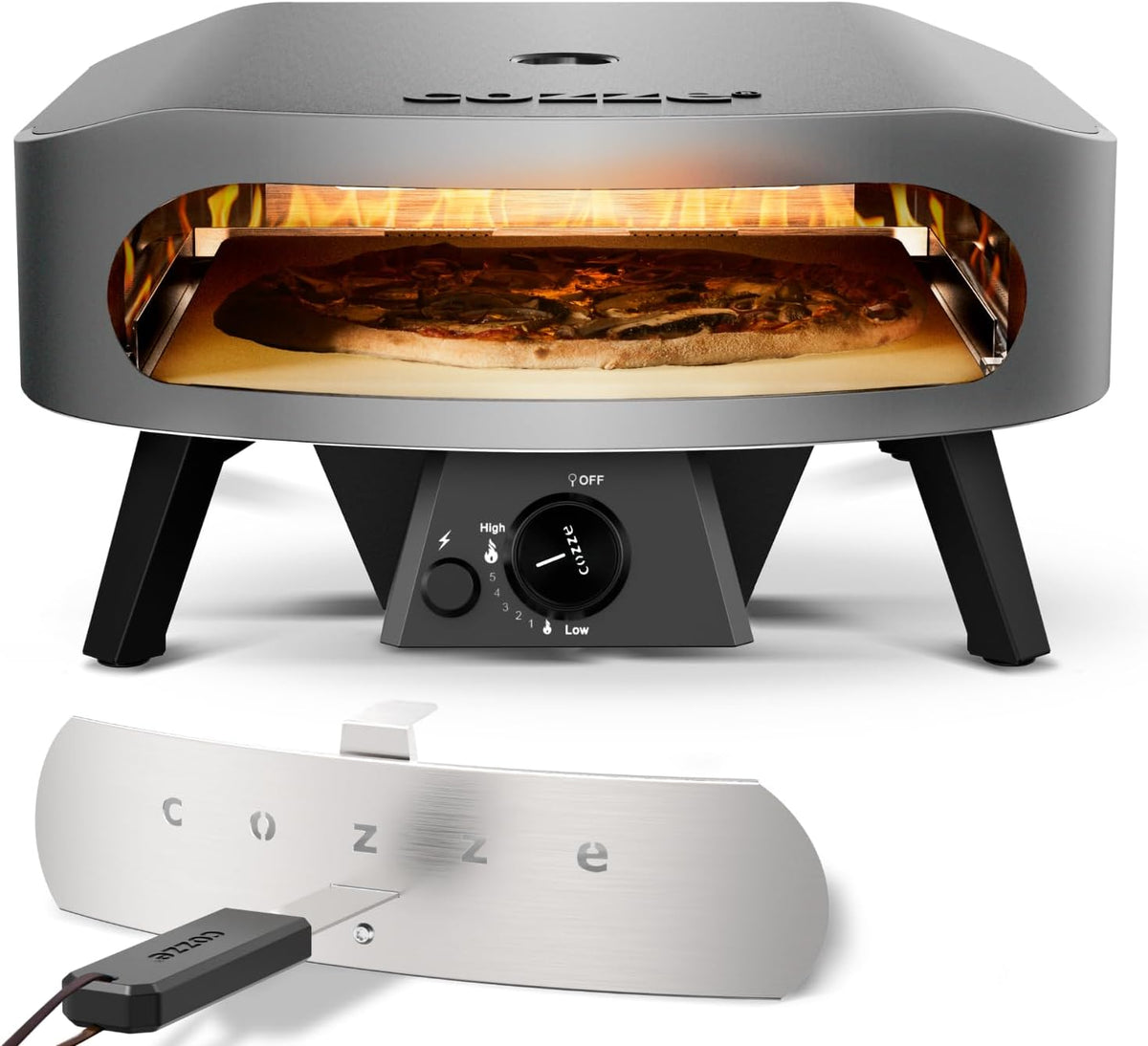 COZZE Gas-Pizzaofen 17 Zoll – Großer Outdoor-Pizzaofen (50 mbar) – Pizzaofen mit Regler für Familienpizza