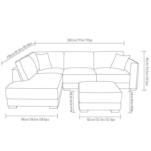 Drayden Stoff-Ecksofa mit Ottomane