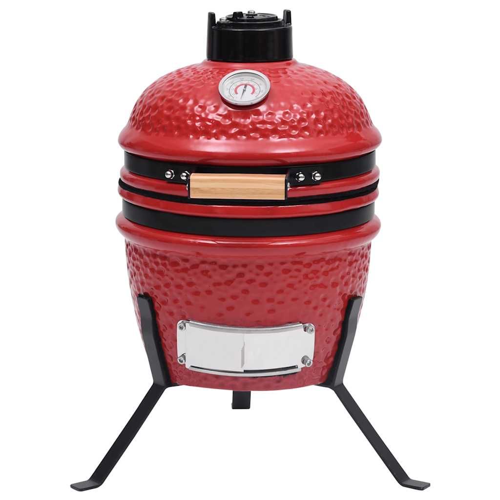 2-in-1-Keramik-Kamado-Räuchergrill 56 cm Rot Vidaxl