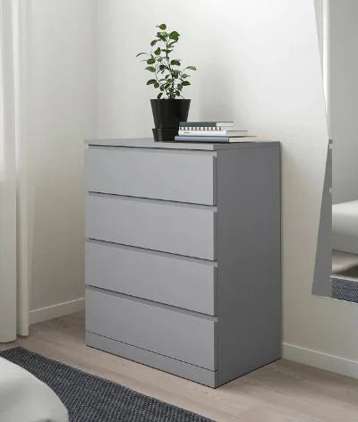 Cómoda MALM de 4 cajones IKEA, gris, 80x100 cm