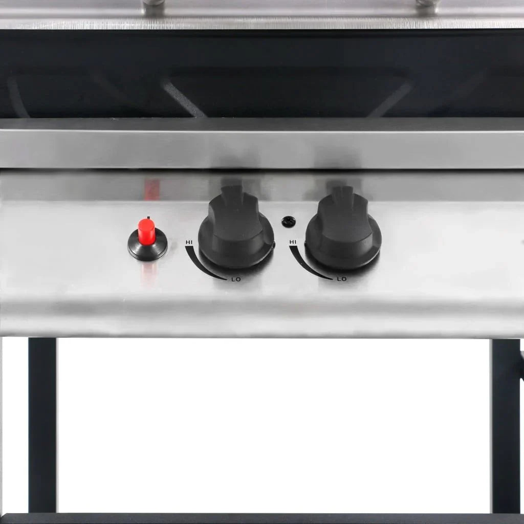 Vidaxl Tragbarer Gasgrill mit Beistelltisch, 3 Ablagen, Schwarz und Silber