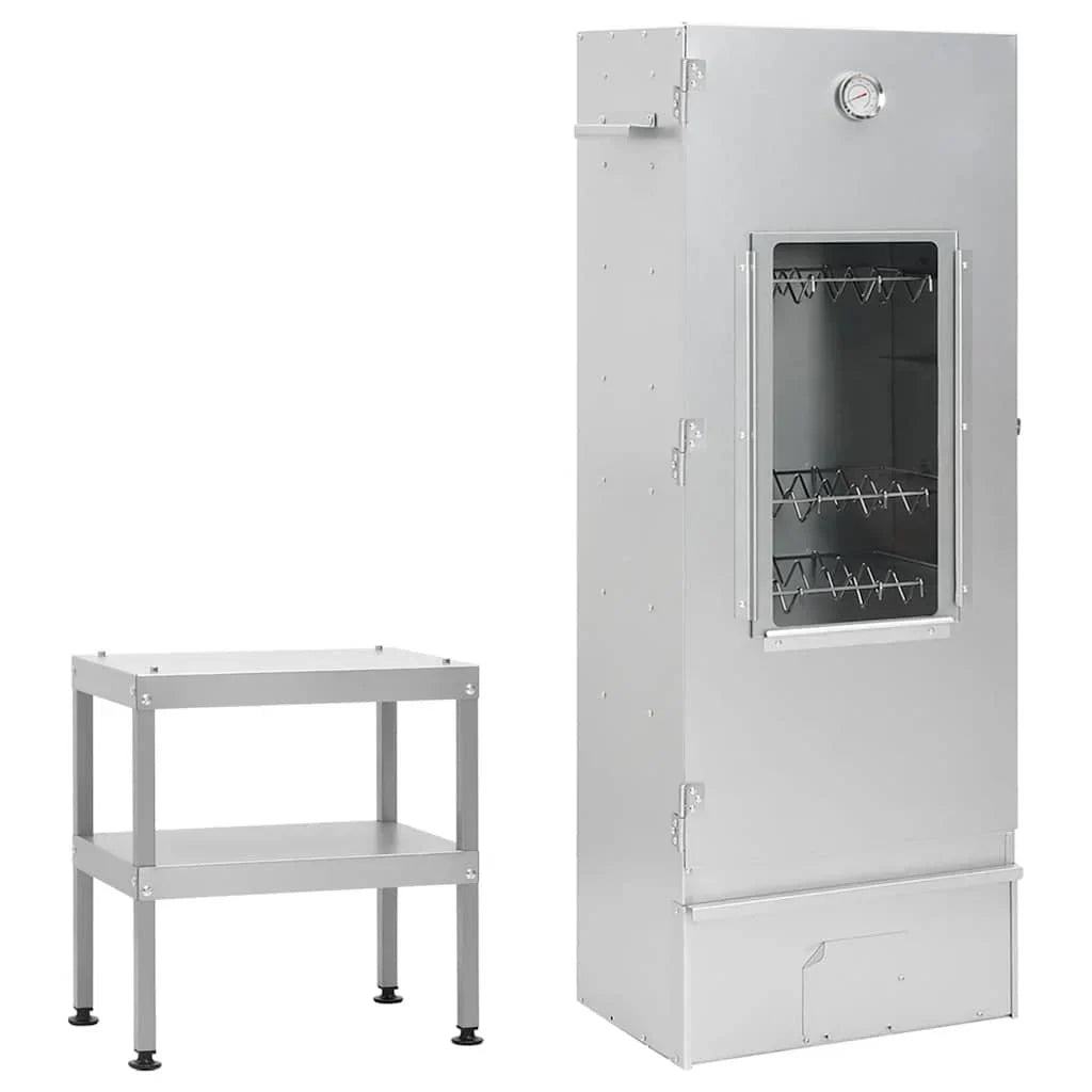 Horno Ahumador De Barbacoa Con Mesa Acero Galvanizado Vidaxl